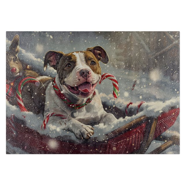 Planche À Découper Staffordshire Américain Fête de Noël (Devant)