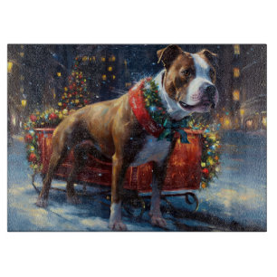 Planche À Découper Staffordshire Bull Terrier Noël Festive