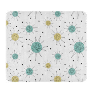 Planche À Découper Starburst franciscain jaune turquoise mi-siècle