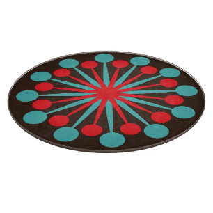 Planche À Découper Starburst Mid Century moderne rouge Turquoise