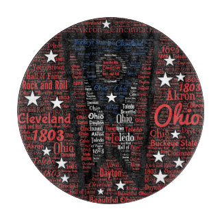 Planche À Découper State of Ohio Word Art Glass Cutting Board 12"