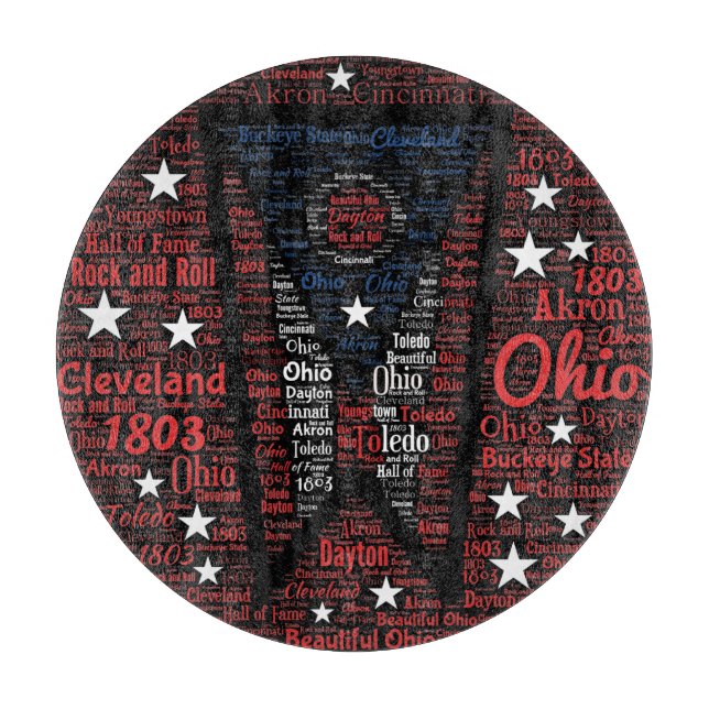Planche À Découper State of Ohio Word Art Glass Cutting Board 12" (Devant)