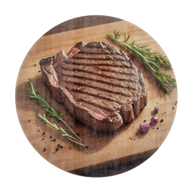 Planche À Découper Steak de Ribeye grillé au romarin (Devant)