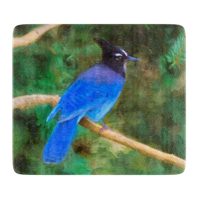 Planche À Découper Steller's Jay Painting - Art original pour oiseaux (Devant)