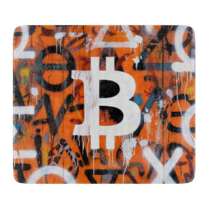 Planche À Découper Street Art "Bitcoin Graffiti" (Style #2)