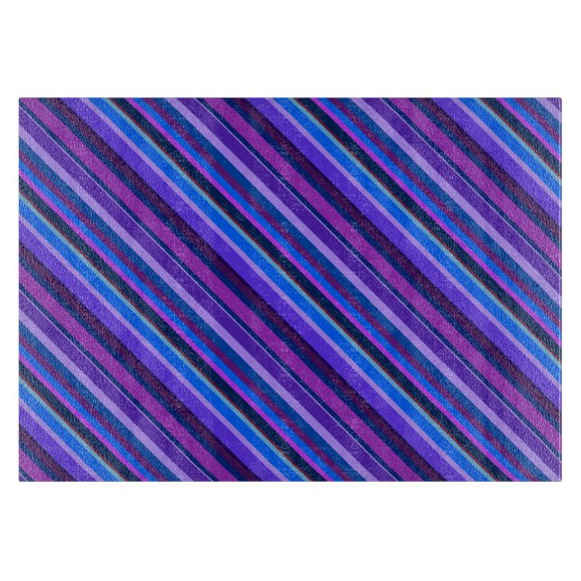 Planche À Découper stripes en bleu et purple (Devant)