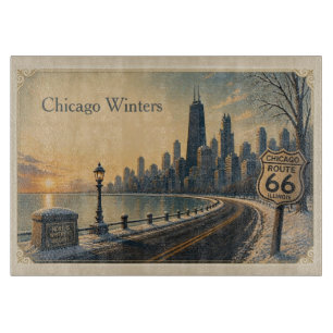 Planche À Découper Style de cuisine Route 66 des hivers de Chicago