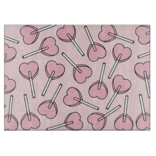 Planche À Découper Sucettes roses, sucettes en forme de cœur, motif d