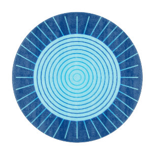 Planche À Découper Sunburst géométrique moderne - Bleu de Cobalt et A
