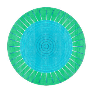 Planche À Découper Sunburst géométrique moderne - bleu et vert Jade