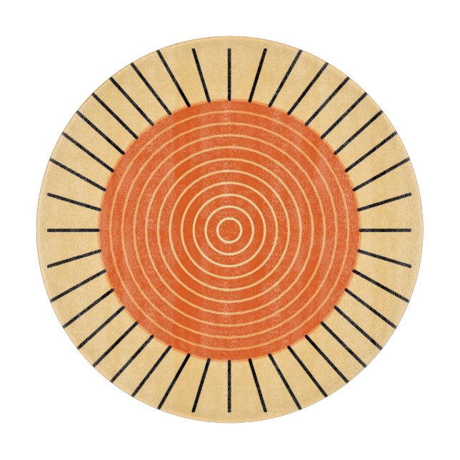 Planche À Découper Sunburst géométrique moderne - Mandarin Orange (Devant)