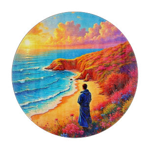 Planche À Découper Sunset Beach Solitude Design de sérénité