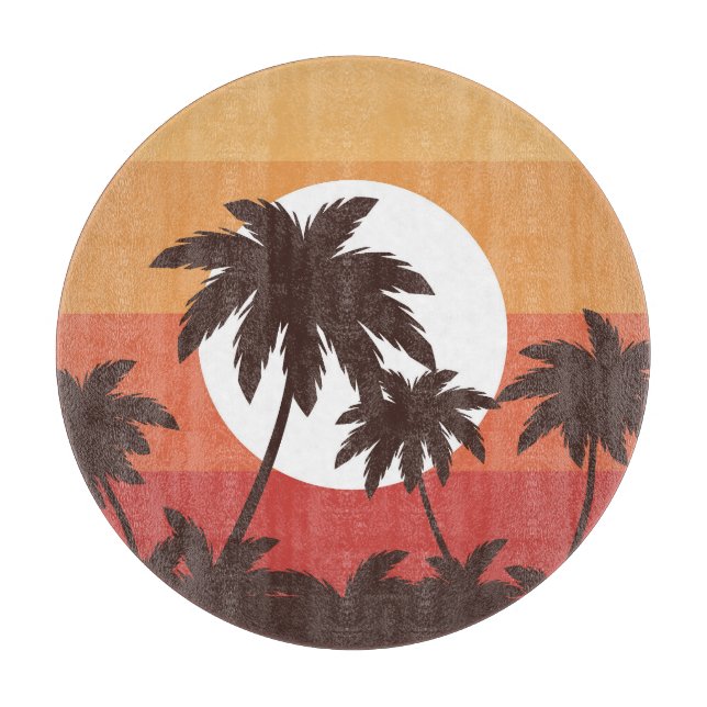 Planche À Découper Sunset Tropical Palm Beach Vintage (Devant)