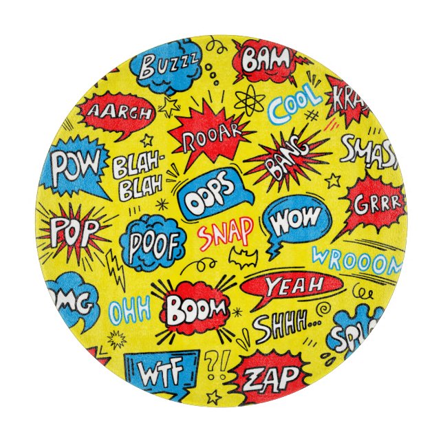 Planche À Découper Superhero Saga : Motifs comiques mignons (Devant)