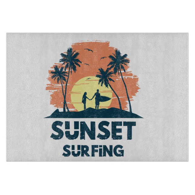 Planche À Découper Surf au coucher du soleil (Devant)