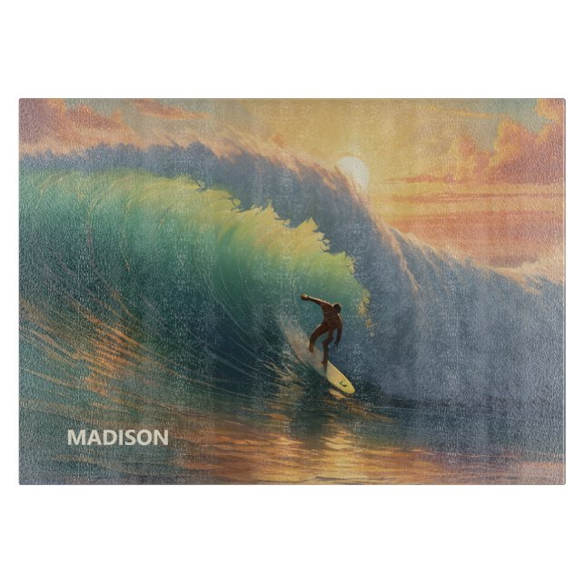 Planche À Découper Surfeur de nom personnalisé (Devant)