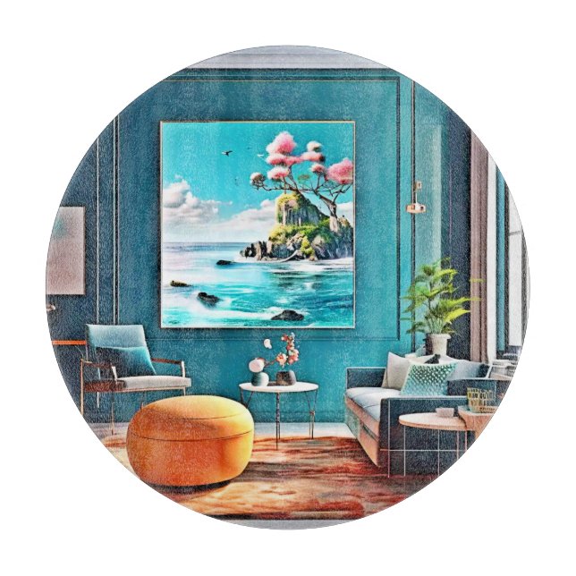 Planche À Découper Surreal Coastal Paradise Wall Art pour les maisons (Devant)