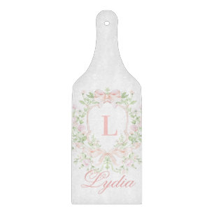 Planche À Découper Sweet Crest avec rubans roses Monogramme