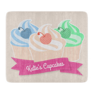 Planche À Découper Sweet Cupcake Trio Personnalisé rose