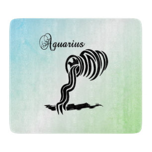 Planche À Découper Symbole et signe Zodiaque Aquarius Bleu Vert