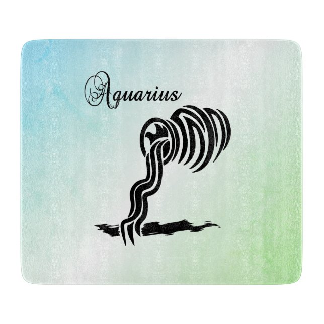 Planche À Découper Symbole et signe Zodiaque Aquarius Bleu Vert (Devant)