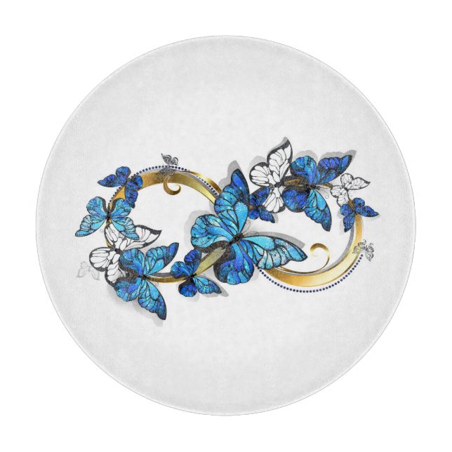 Planche À Découper Symbole infini de papillons Morpho bleus (Devant)