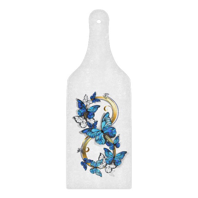 Planche À Découper Symbole infini de papillons Morpho bleus (Devant)