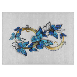 Planche À Découper Symbole infini de papillons Morpho bleus