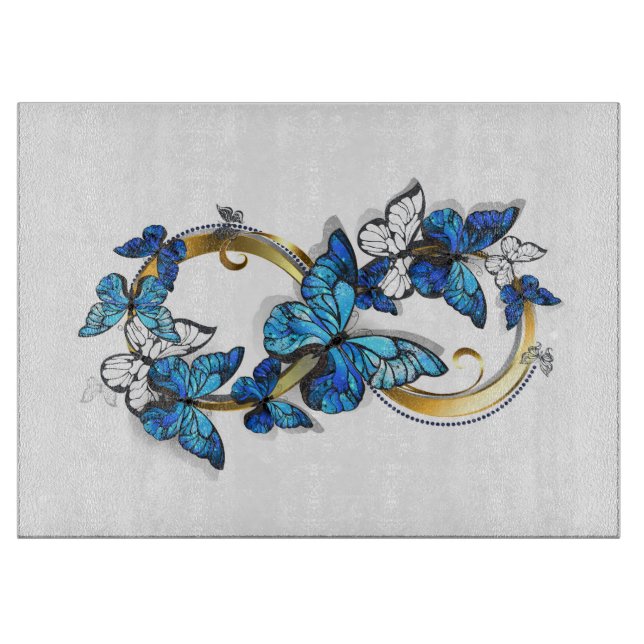 Planche À Découper Symbole infini de papillons Morpho bleus (Devant)