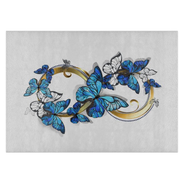 Planche À Découper Symbole infini de papillons Morpho bleus (Devant)