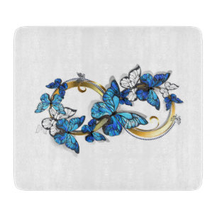 Planche À Découper Symbole infini de papillons Morpho bleus