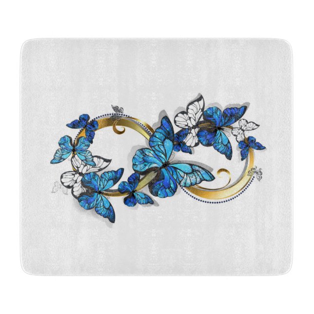 Planche À Découper Symbole infini de papillons Morpho bleus (Devant)