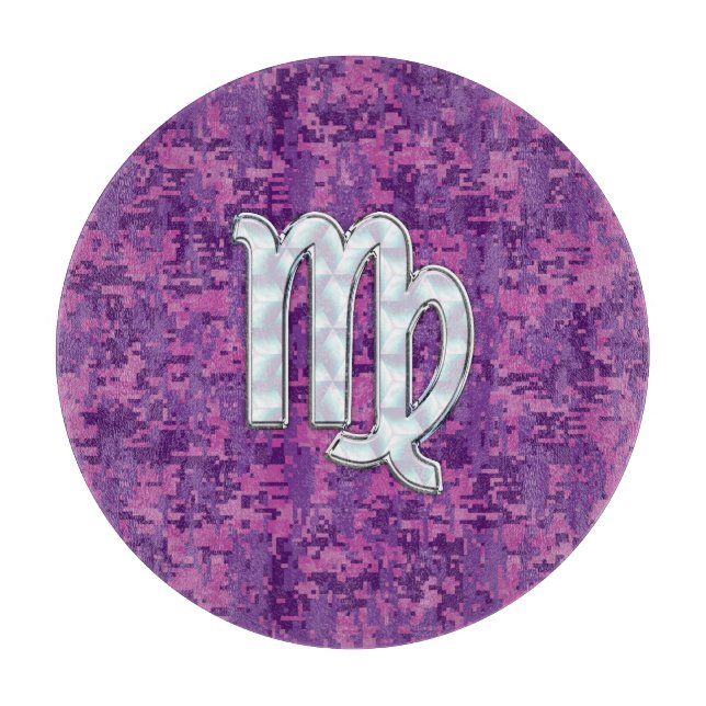 Planche À Découper Symbole Virgo Zodiac Camouflage numérique Fuchsia  (Devant)