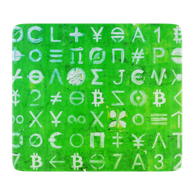 Planche À Découper Symboles de Bitcoin (Bright Profit Green - 4) (Devant)