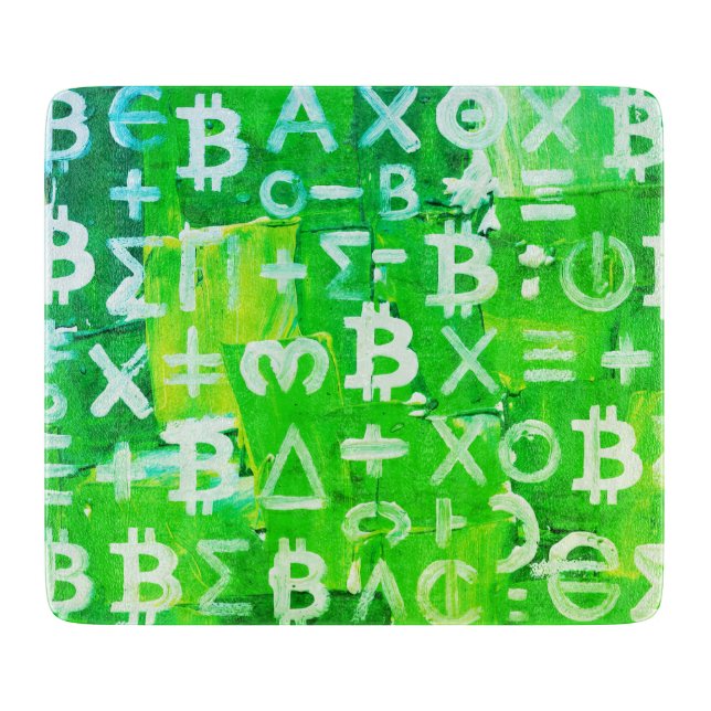 Planche À Découper Symboles de Bitcoin (Bright Profit Green - 6) (Devant)