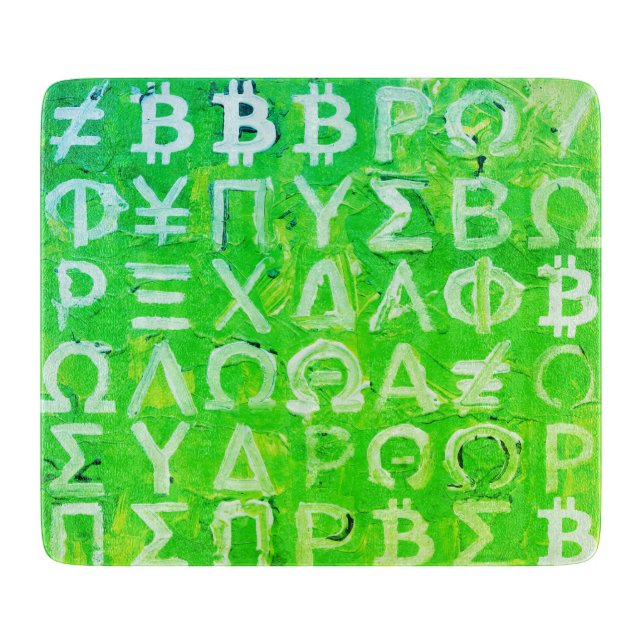 Planche À Découper Symboles de Bitcoin (Bright Profit Green - 7) (Devant)