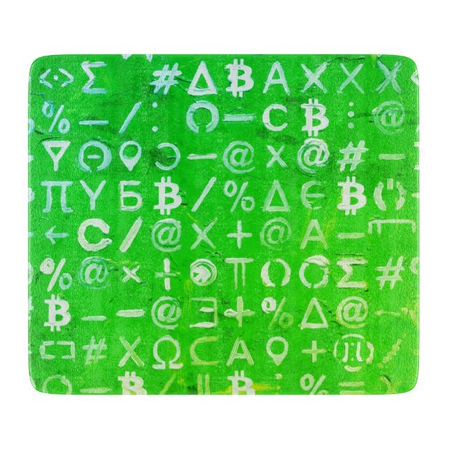 Planche À Découper Symboles de Bitcoin (Bright Profit Green - 8) (Devant)