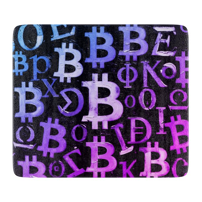 Planche À Découper Symboles de Bitcoin (Style : Miami Purple - 1) (Devant)