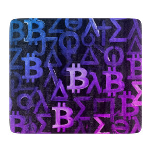 Planche À Découper Symboles de Bitcoin (Style : Miami Purple - 12)