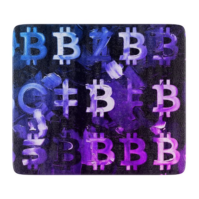 Planche À Découper Symboles de Bitcoin (Style : Miami Purple - 2) (Devant)