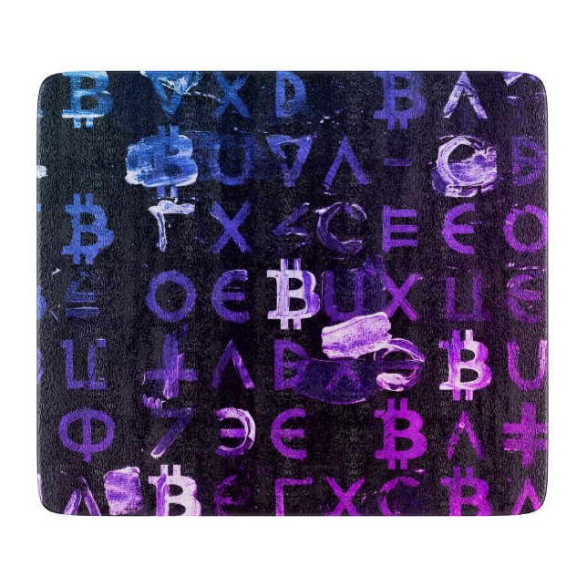 Planche À Découper Symboles de Bitcoin (Style : Miami Purple - 4) (Devant)
