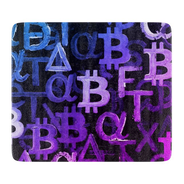 Planche À Découper Symboles de Bitcoin (Style : Miami Purple - 6) (Devant)