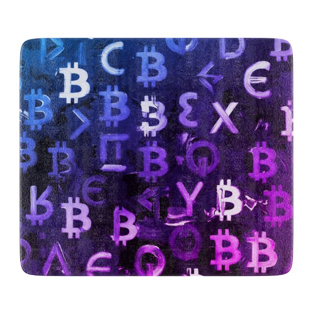 Planche À Découper Symboles de Bitcoin (Style : Miami Purple - 7) (Devant)
