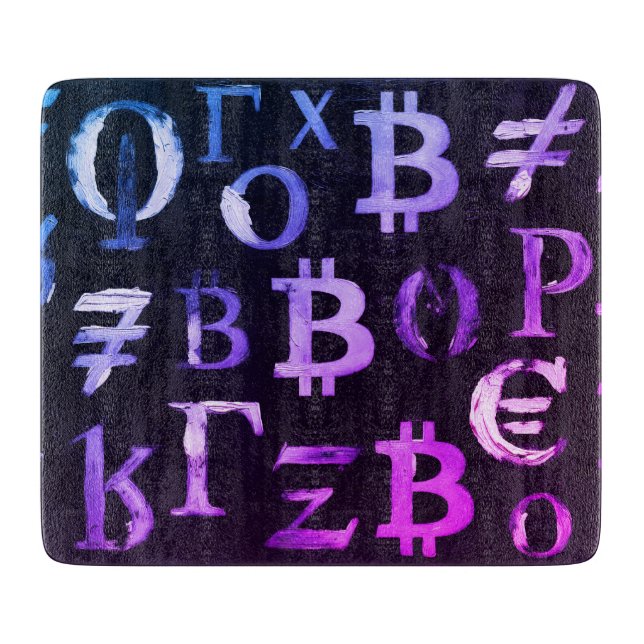 Planche À Découper Symboles de Bitcoin (Style : Miami Purple - 8) (Devant)