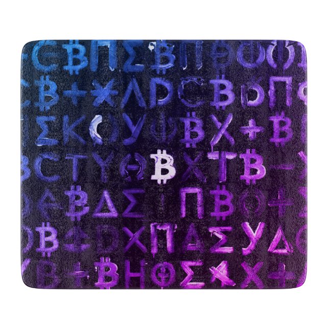 Planche À Découper Symboles de Bitcoin (Style : Miami Purple - 9) (Devant)