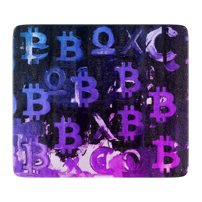 Planche À Découper Symboles de Bitcoin (Style : Miami Violet - 15) (Devant)