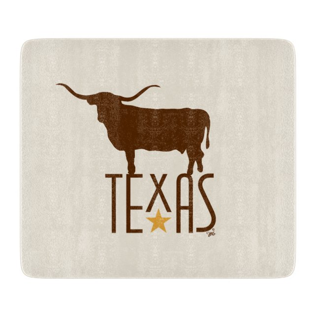 Planche À Découper Symboles du Texas, Longhorn, marron (Devant)