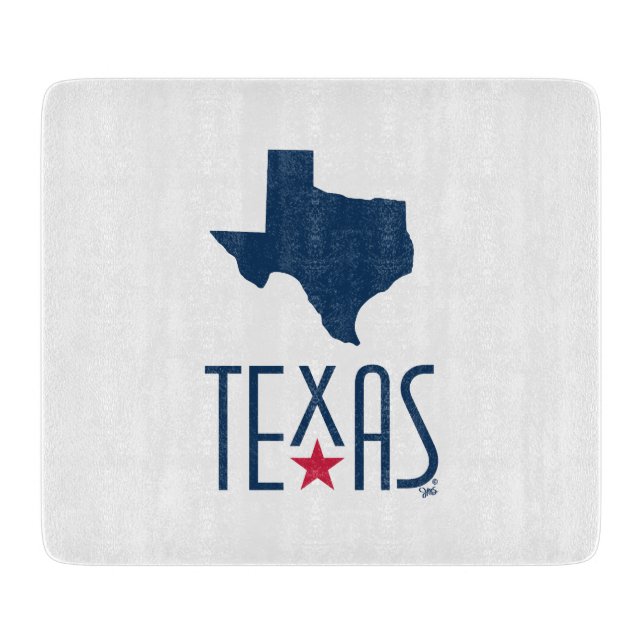 Planche À Découper Symboles du Texas, Texas, bleu marine (Devant)