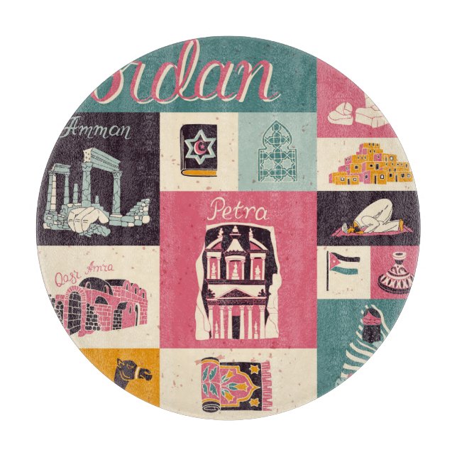 Planche À Découper Symboles illustrés de la culture jordanienne (Devant)