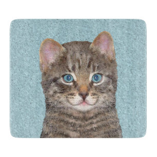 Planche À Découper Tabby Gris Peinture Chat - Cute Original Art Chat